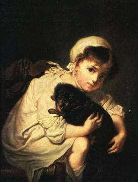 Girl With Dog Artwork by Vasily Tropinin