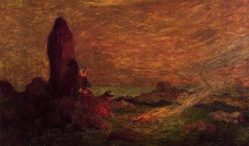 Le Croisic, Girls at the Foot of a Standing Stone Artwork by Ferdinand du Puigaudeau