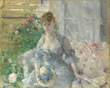 Young Woman Seated On A Sofa Artwork by Berthe Morisot
