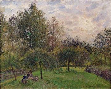 Apple Trees and Poplars at Sunset Artwork by Camille Pissarro