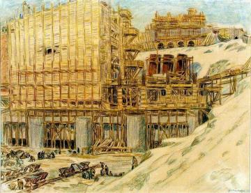 Construction Of The Nivskaya Hydro Power Station. Murmansk Region Artwork by Johann Heinrich Vogeler