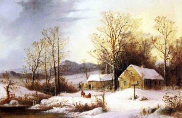 Farmstead in Winter Artwork by George Henry Durrie