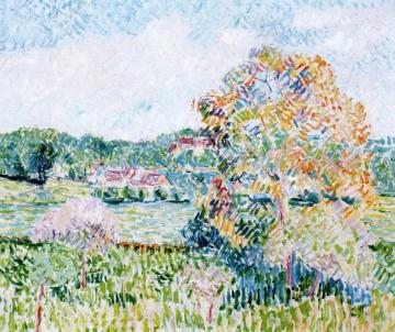 The Large Walnut Tree at Eragny, Autumn Artwork by Camille Pissarro