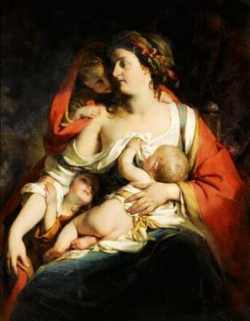 Mother And Children Artwork by Friedrich von Amerling