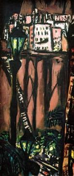 Small Monte Carlo Rock-cityscape Artwork by Max Beckmann