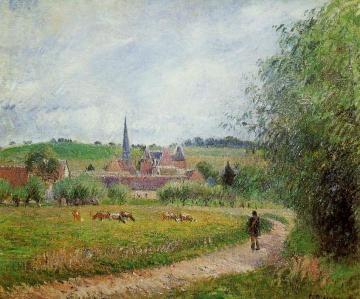 View of Eragny Artwork by Camille Pissarro