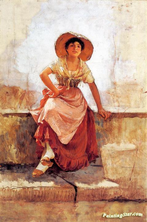 Florentine Flower Girl Artwork by Frank Duveneck