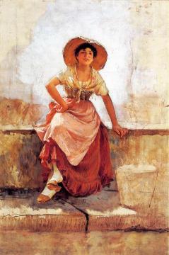 Florentine Flower Girl Artwork by Frank Duveneck