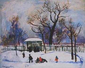 Winter. Playing Children Artwork by Pyotr Konchalovsky