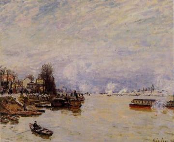 The Seine, View from the Quay de Pont du Jour Artwork by Alfred Sisley