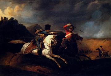 Two Soldiers On Horseback Artwork by Horace Vernet