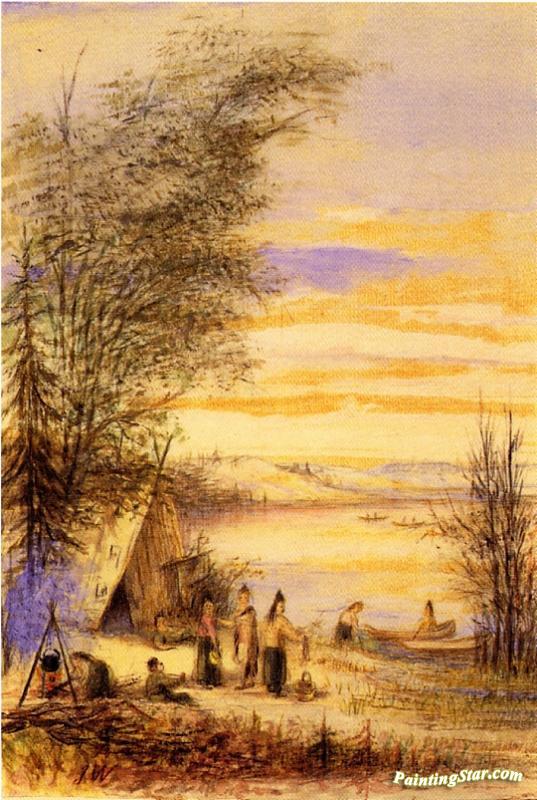Indian Encampment By The Lake Artwork by Juan Buckingham Wandesforde