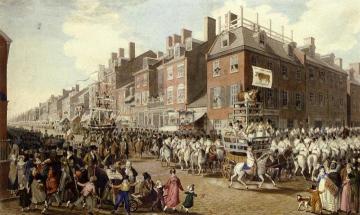 View of the Parade of the Victuallers From Fourth and Chestnut Streets Artwork by John Ludwig Krimmel
