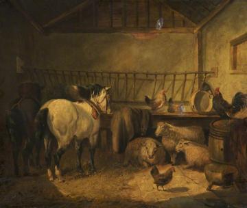 Animals In A Stable Artwork by George Morland