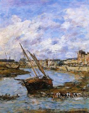 Trouville, the Inner Port, Low tide Artwork by Eugène-Louis Boudin