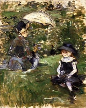 Young Woman and Child on an Isle Artwork by Berthe Morisot