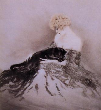 Fanny And Cat Artwork by Louis Icart