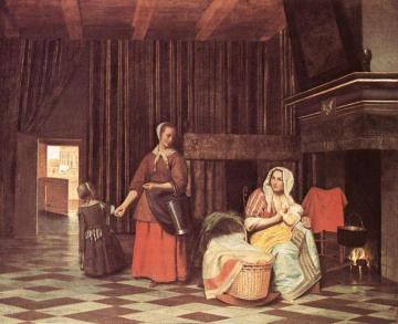 Suckling Mother and Maid Artwork by Pieter de Hooch
