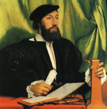 Unknown Gentleman with Music Books and Lute Artwork by Hans Holbein the Younger