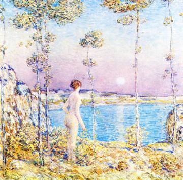 Moonrise at Sunset Artwork by Frederick Childe Hassam