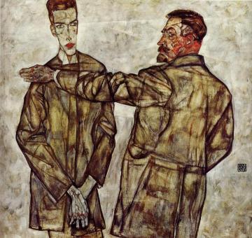 Double Portrait Artwork by Egon Schiele
