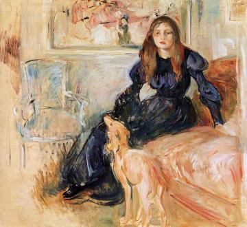 Julie Manet and Her Greyhound, Laertes Artwork by Berthe Morisot