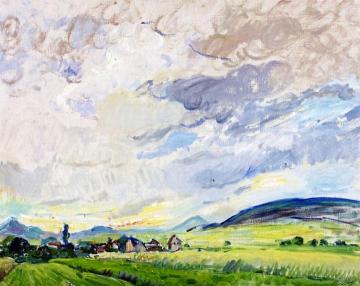 Landscape at Godramstein - Clouds Passing Artwork by Max Slevogt