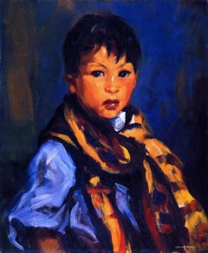 Boy With Plaid Scarf Artwork by Robert Henri
