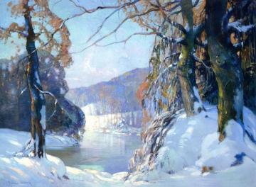 Oliver Hotel Winter River Scene Artwork by Georges Ames Aldrich
