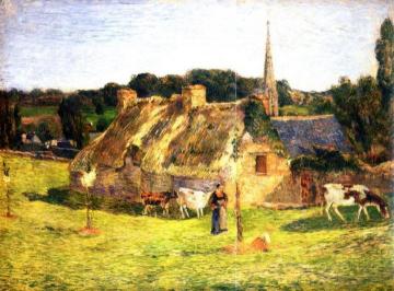 Lollichon Field and Pont-Aven Church Artwork by Paul Gauguin