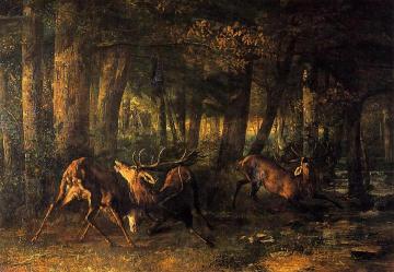 Battle of the Stags Artwork by Gustave Courbet