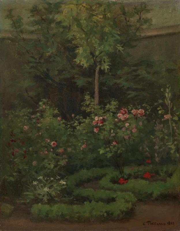 A Rose Garden, 1862 Artwork by Camille Pissarro