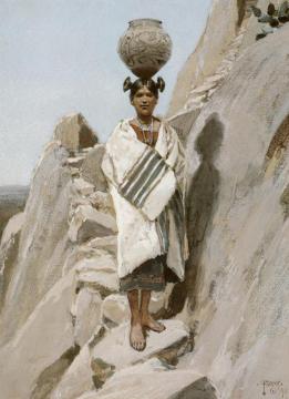 Moki Maiden-walpi, First Mesa Artwork by Henry F. Farny