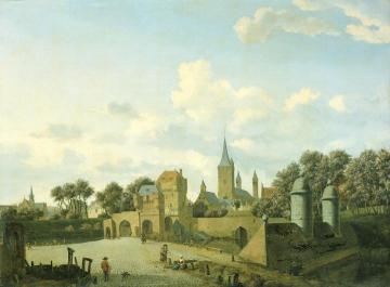 The church of St. Severin in Cologne in a fictive setting Artwork by Jan van der Heyden