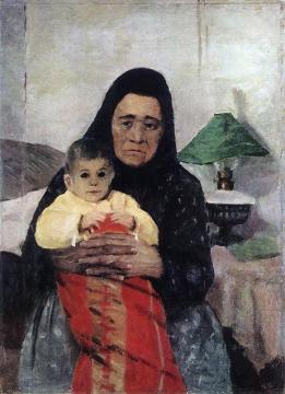 Nanny With Child Artwork by Igor Grabar