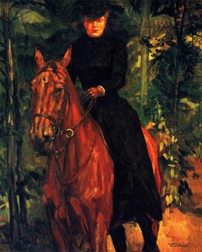 Erna Von Holzhausen On Horseback Artwork by Wilhelm Trübner