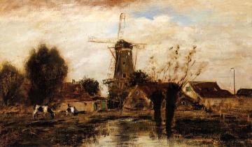 Landscape with Windmill Artwork by Johan Berthold Jongkind