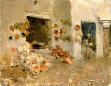 Pottery Shop at Tunis Artwork by Willard Leroy Metcalf