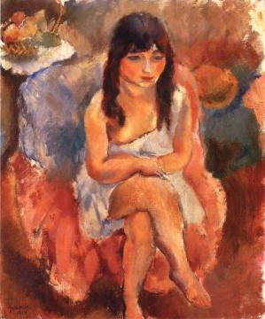 Seated Figure Artwork by Jules Pascin