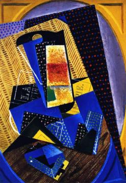 Glass And Playing Card Artwork by Juan Gris