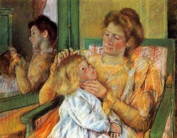 Mother Combing Her Child's Hair Artwork by Mary Cassatt