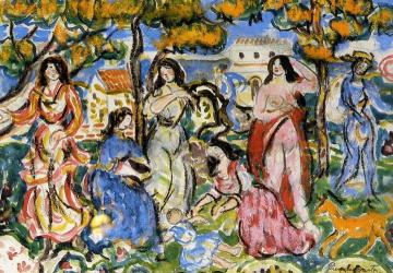 Figures in a Landscape Artwork by Maurice Prendergast