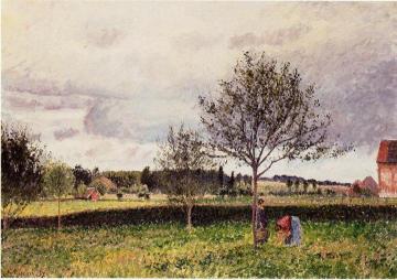 Eragny Landscape, Le Pre Artwork by Camille Pissarro