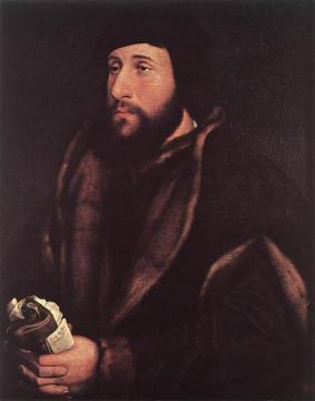 Portrait of a Man Holding Gloves and Letter Artwork by Hans Holbein the Younger