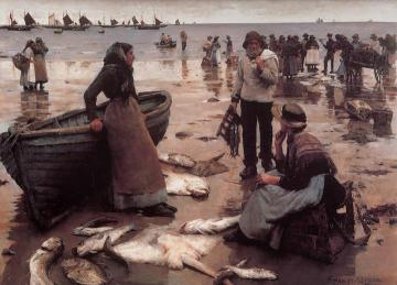 A Fish Sale on a Cornish Beach Artwork by Stanhope Alexander Forbes