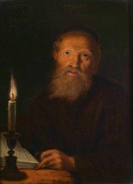 An Old Man Reading by Candlelight Artwork by Godfried Schalcken