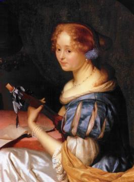 Young woman with cittern Artwork by Godfried Schalcken