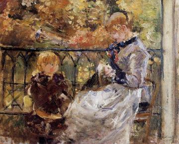On The Balcony Of Eugene Manet's Room At Bougival Artwork by Berthe Morisot