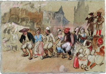 Breton Peasants Dancing Artwork by Joseph Mallord William Turner