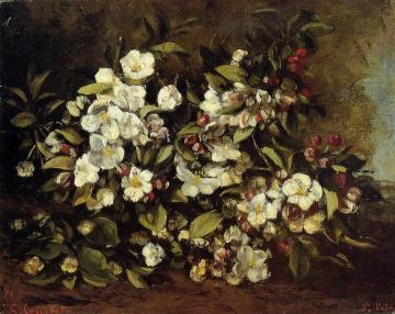 Flowering Apple Tree Branch Artwork by Gustave Courbet